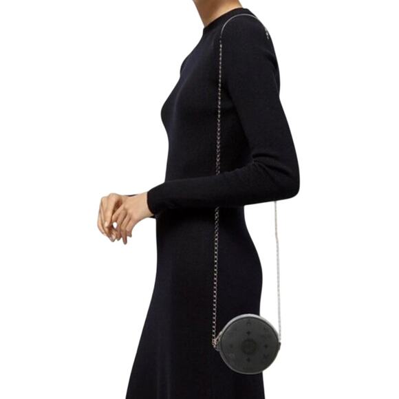 MCM Black Signature Jacquard Canvas and Leather Circle Crossbody Bag (MCXX172) - Picture 6 of 6